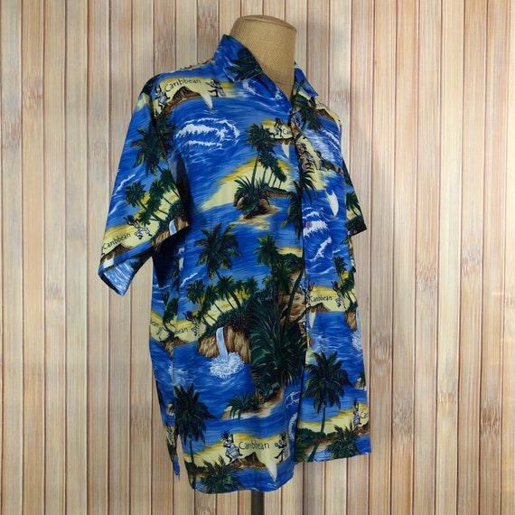 Hawaiian Shirt, Size Large, Blue with Tropical Ca… - image 10