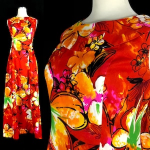 Vintage Hawaiian Dress, Ladies Size Small, Vibrant Floral Print, Made in Hawaii by Diamond Head Sportswear