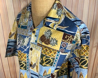 Hawaiian Shirt with Hawaiian Style Graphics, Size XLarge, Made in the USA by Reebesse