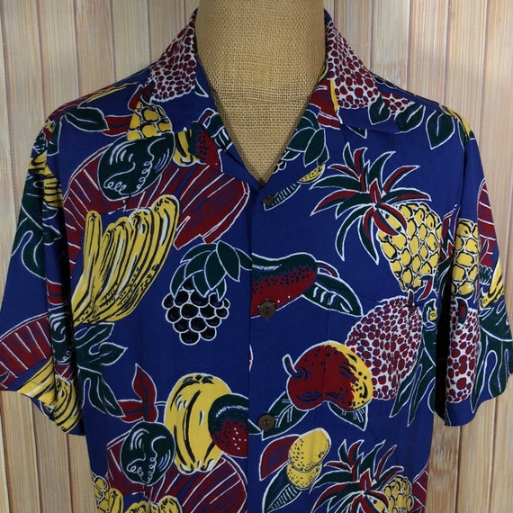 Hawaiian Shirt, Size Large, Blue with Tropical Fr… - image 4