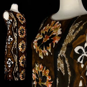Vintage Hawaiian Dress, Ladies Small/Medium, Tapa Style Print, Made in Hawaii