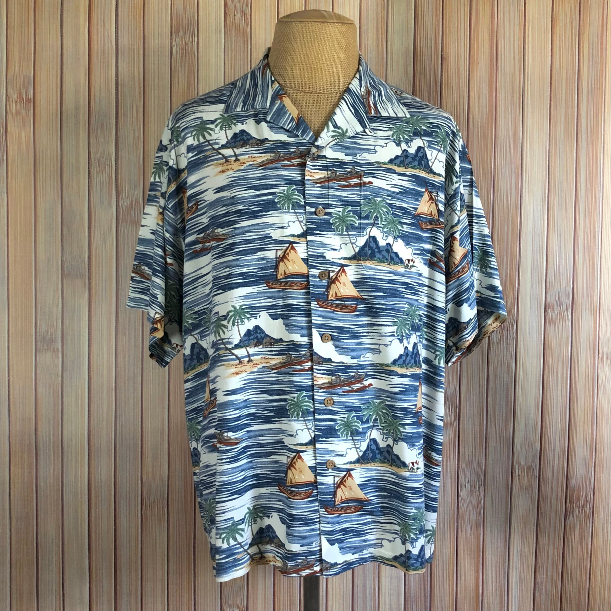 Hawaiian Shirt from Eddie D Black with Tropical Designs Size 4XB