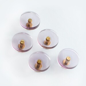 Set of 5 Pink / purple see-through colored furniture knobs, minimalistic modern, clear pulls image 4