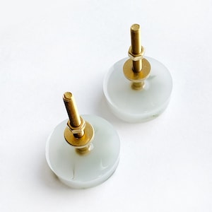 Set of 2 Abstract white cabinet knobs with different green plants image 4