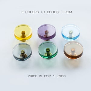 Clear simple / see-through colorful modern cabinet knobs for bedroom, living room, nursery dresser image 2