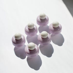 Set of 6 - Pastel purple round handmade furniture knobs