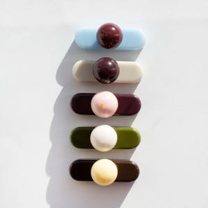 Set of 5 - various colorful handmade modern oval and sphere ball shaped cabinet knobs