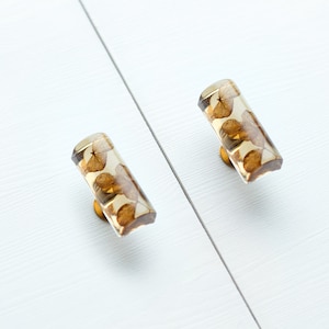 Brown see-through real Hydrangea flower cabinet knobs, Bedroom dresser knobs, Unique gift idea, Modern knob