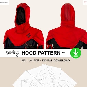 Sewing PATTERN - Ghost Face inspired Hood M-L size / Dead by Daylight / Ghost Face Pattern / Ghost Face Cosplay / Cosplay Pattern