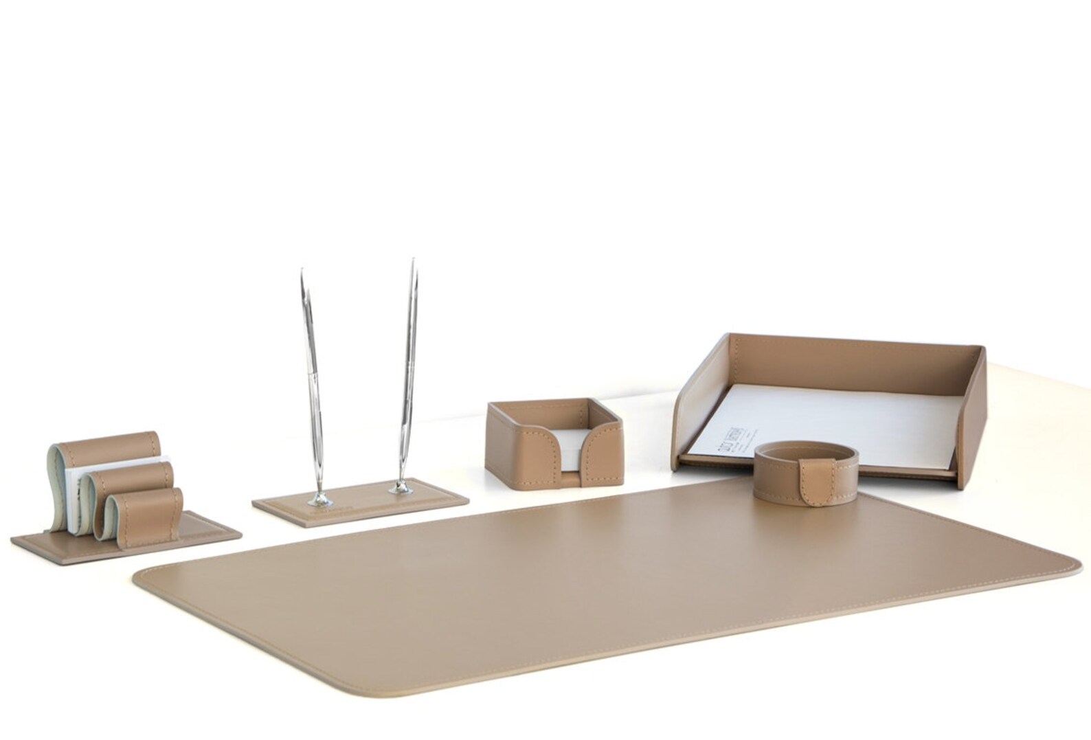 Green Leather Desk Set Dark Brown Office Desk Set Ivory Etsy