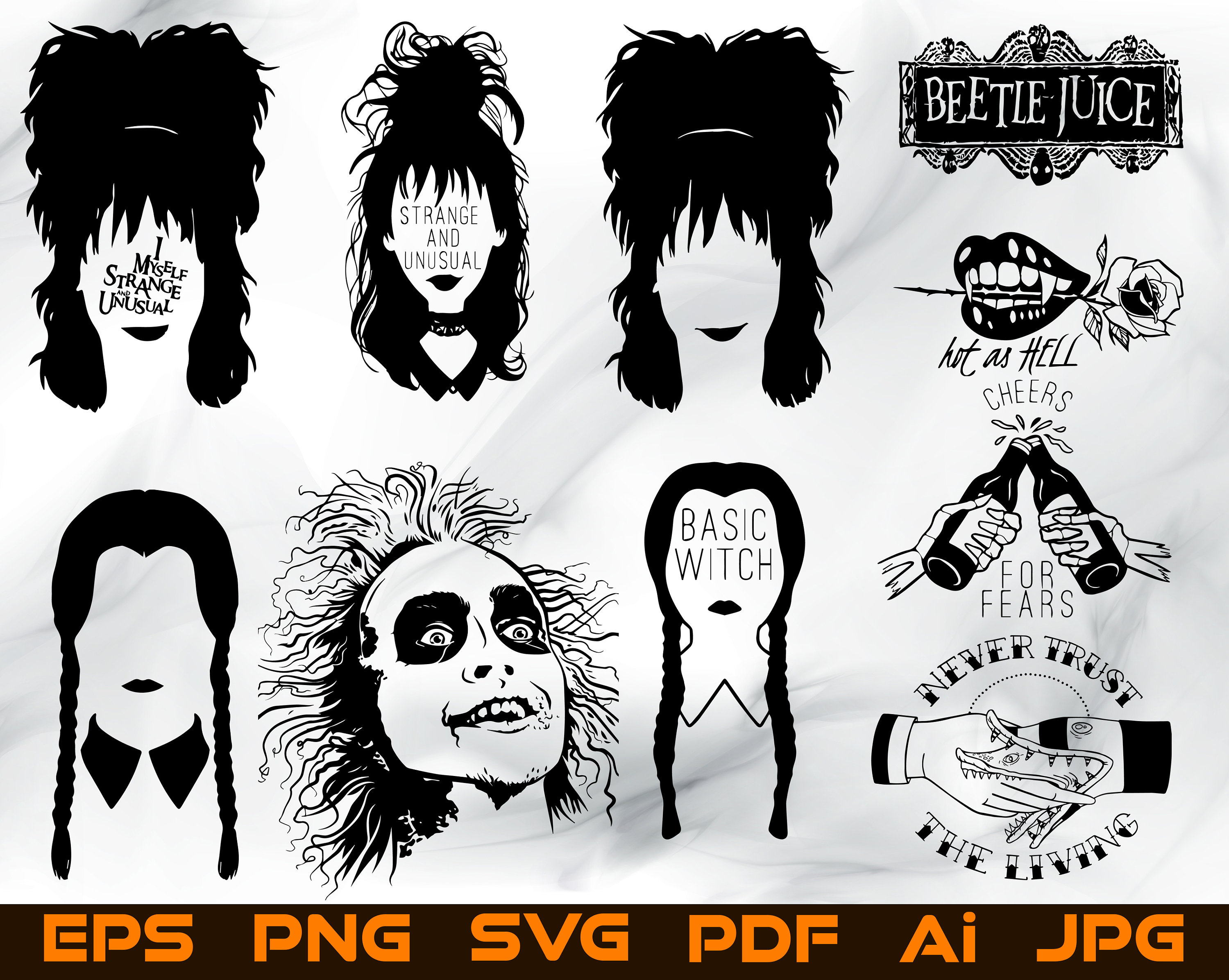 Beetlejuice Set of 15 SVG file Lydia Deetz SVG digital file cut file ...