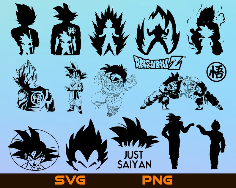 Download Dragon Ball Z Svg Png Vector Bundle DBZ Print Silhouette ...
