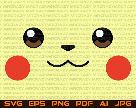 Pikachu Pokemon Gesicht Svg Pikachu Augen Lächeln Clipart Cut | Etsy
