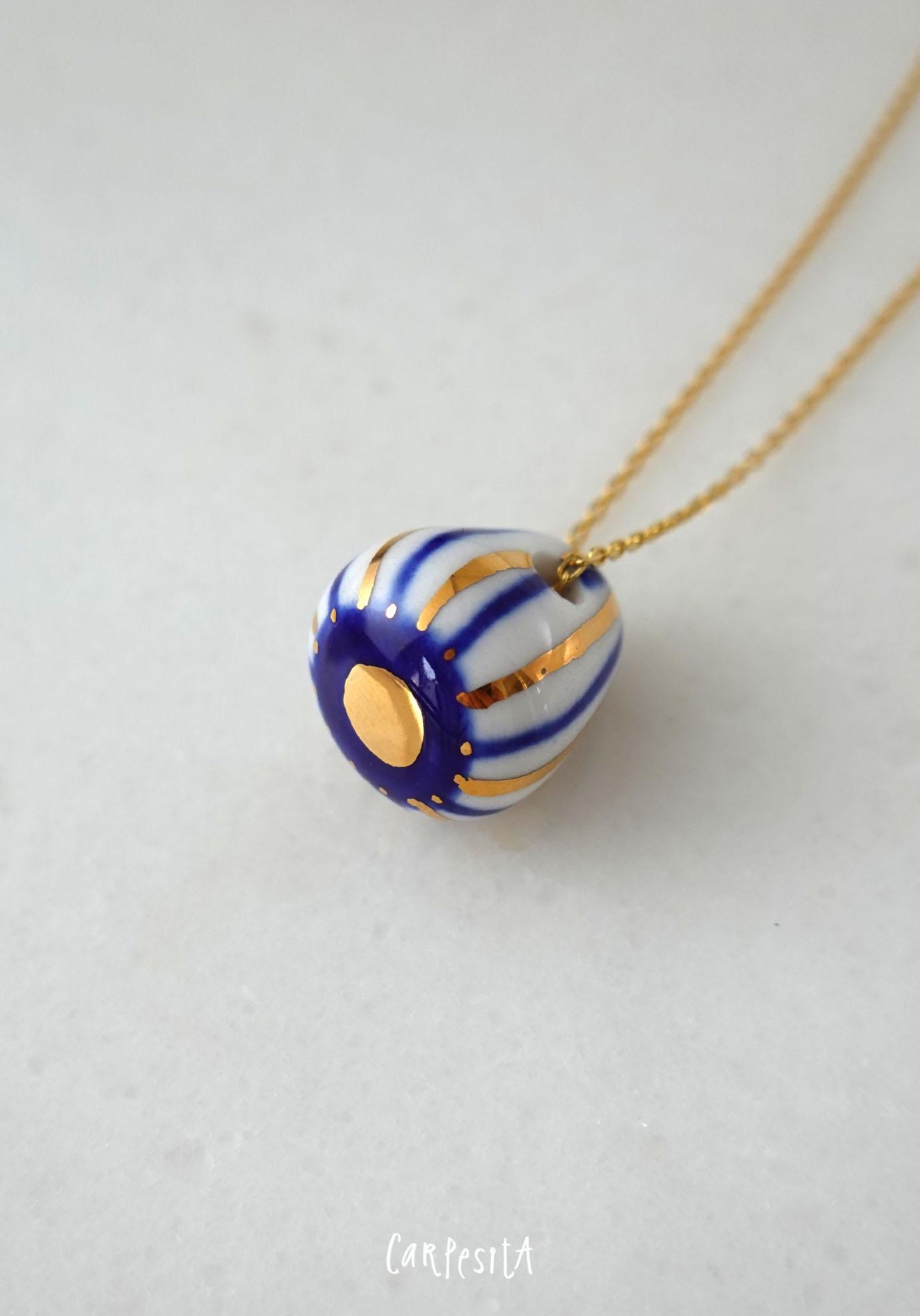 Evil Eye Necklace, Good Luck Charm, Modern Evil Eye, Porcelain Jewelry, Talisman, Amulet, Turkish Eye, Protective Jewelry, Stamp Evil Eye