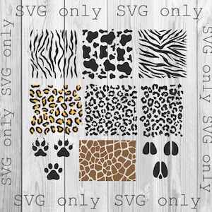 Animal Prints svg, Leopard Print Svg, Cow Print Svg, Tiger Print Svg, Zebra Print Svg, Animal Print SVG, Cricut Silhouette Instant Download
