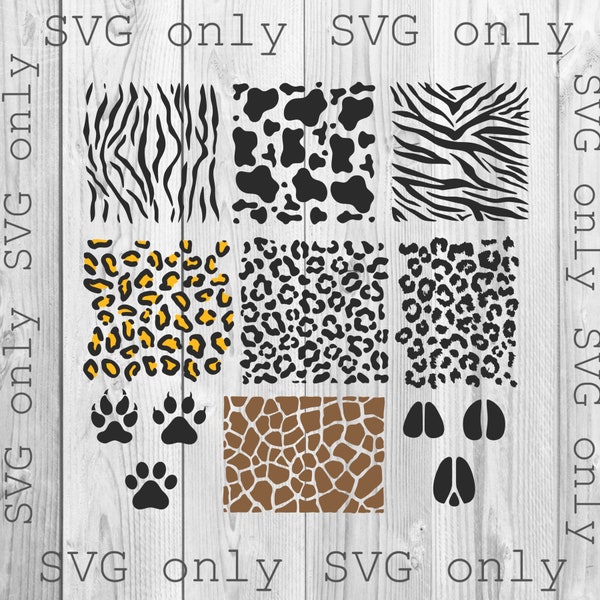 Animal Prints svg, Leopard Print Svg, Cow Print Svg, Tiger Print Svg, Zebra Print Svg, Animal Print SVG, Cricut Silhouette  Instant Download