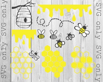 Bee SVG, Honeycomb SVG, Honey Drip Svg, Hive Svg, Honeybee Svg, Beehive svg, Honey Svg, Dripping Honey svg, Cute Bee Svg, Save the Bees Svg