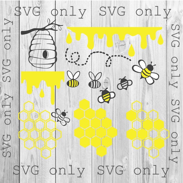 Bee SVG, Honeycomb SVG, Honey Drip Svg, Hive Svg, Honeybee Svg, Beehive svg, Honey Svg, Dripping Honey svg, Cute Bee Svg, Save the Bees Svg