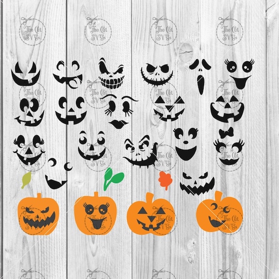 Pumpkin Face Svg Jack O Lantern Faces Cute Halloween Faces