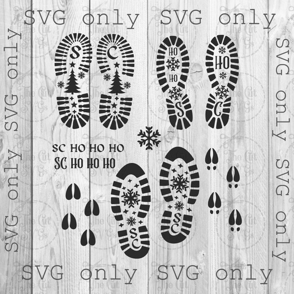 Santa Track SVG, Reindeer Track Svg, Santa Boot Print SVg, Santa Boots Svg, Santa Shoe Prints Svg, Christmas SVG, Cricut Silhouette SVG