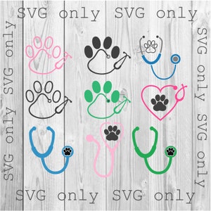 Vet Tech Svg, Veterinary Technician Paw Print Stethoscope Svg, Stethoscope Svg, Paw SVG, Vet Tech Paw Svg, Cricut Silhouette SVG only