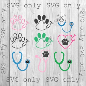 Vet Tech Svg, Veterinair Technicus Paw Print Stethoscoop Svg, Stethoscoop Svg, Paw SVG, Vet Tech Paw Svg, Cricut Silhouette SVG alleen