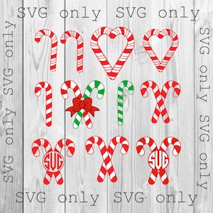 Candy Cane SVG, Christmas SVG, Christmas Monogram Svg, Santa Svg, Xmas Svg, Christmas Cookies Svg, Cricut Silhouette Svg Instant download