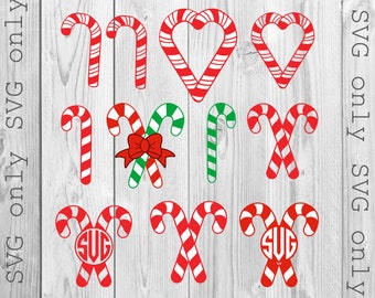 Candy Cane SVG, Weihnachten SVG, Weihnachten Monogramm Svg, Santa Svg, Xmas Svg, Weihnachts Cookies Svg, Cricut Silhouette Svg Direkter Download