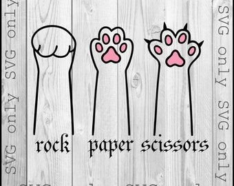 Piedra, papel o tijera SVG, mascota SVG, pata de gato SVG, animal SVG, amantes de los gatos SVG, papá gato mamá gato SVG, gato divertido SVG, escuela SVG solo SVG