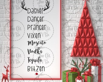 Rentier Namen SVG, Rentier Alkohol SVG, Weihnachten SVG, Weihnachten SVG, Weihnachten SVG, Weihnachten Rentier SVG, Cricut Silhouette SVG