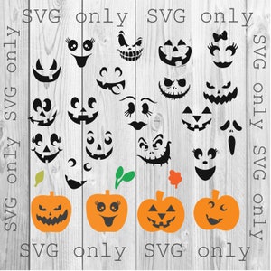 Pumpkin Face svg, Jack O Lantern Faces, Cute Halloween Faces, Funny Fall Halloween Svg, Pumpkin Svg, Halloween Svg, SVG Only