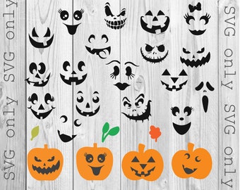 Kürbis Gesicht svg, Jack O Lantern Gesichter, süße Halloween Gesichter, lustige Herbst Halloween svg, Kürbis svg, Halloween svg, SVG only