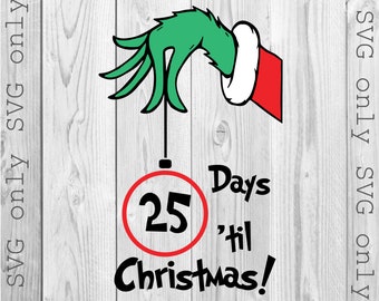 Christmas Countdown Svg, Weihnachten SVG, Hand mit Ornament Svg, Weihnachtskalender Svg, Countdown bis Weihnachten Svg, SVG Nur SVG