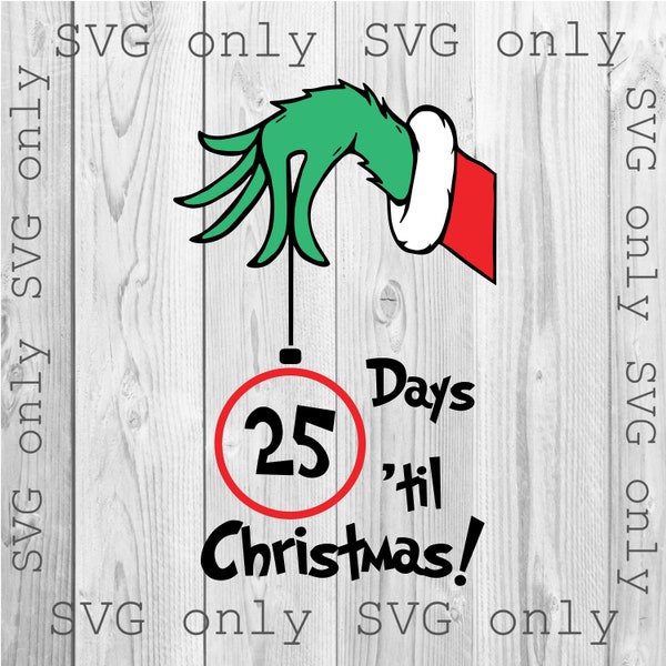 Christmas Countdown Svg, Days til Christmas SVG, Hand With Ornament Svg, Christmas Calendar Svg, Countdown to Christmas Svg, SVG Only