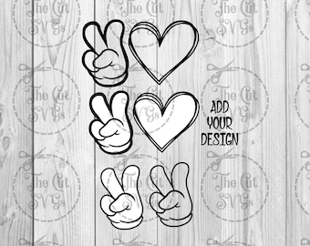 Peace Love SVG, Hand Peace Sign SVG, Hand Drawn Heart Svg, Love svg, Heart svg, Peace Sign,  Cricut Silhouette SVG, Instant Download svg