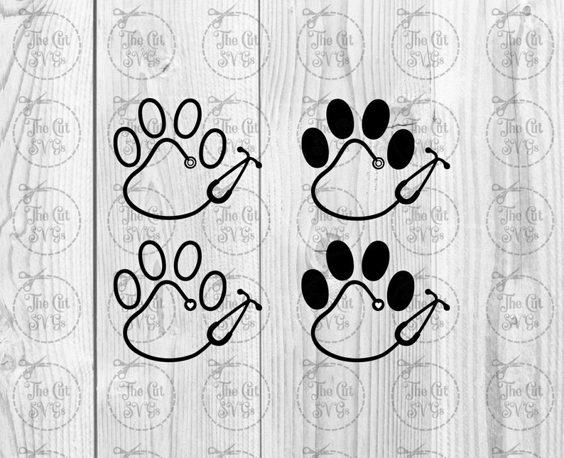 Vet Tech SVG Veterinary Technician Paw Print Stethoscope Etsy