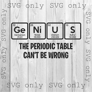 Genius SVG, Tabela Periódica Genius SVG, Dad Svg, Tabela Periódica Svg, Tabela Periódica Engraçada svg, Cricut Silhouette SVG, download instantâneo