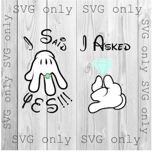 Pregunté y dije SÍ Svg, Propuesta Svg, Boda Svg, Diamante Svg, Novia Svg, Novio Svg, Estamos comprometidos Svg, Fiesta nupcial Svg, Solo SVG
