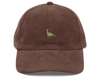 Embroidered Dinosaur Corduroy Cap, Retro Style Hat
