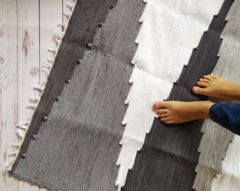 Gray Area Rug 4 X 8 Ft Gray Cotton Rug Washable Rag Rug - Etsy
