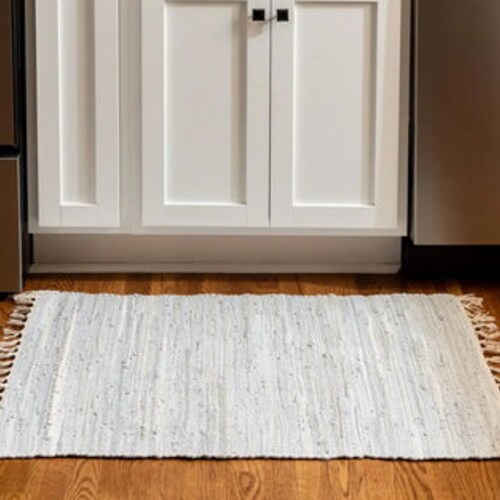 Modern Kitchen Runner Rug Grey Area Rug Woven Rag Rug Etsy