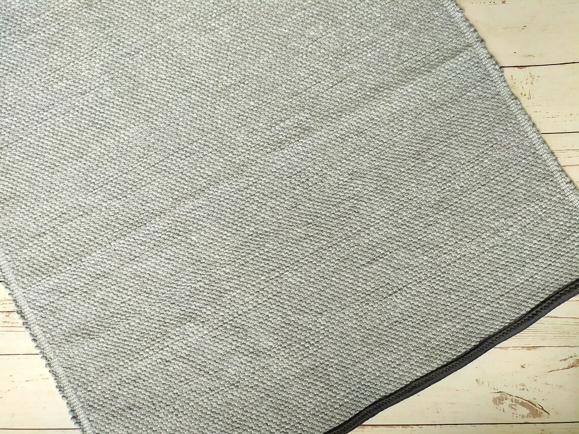 Solid grey runner rug without fringe Washable hallway rug Etsy