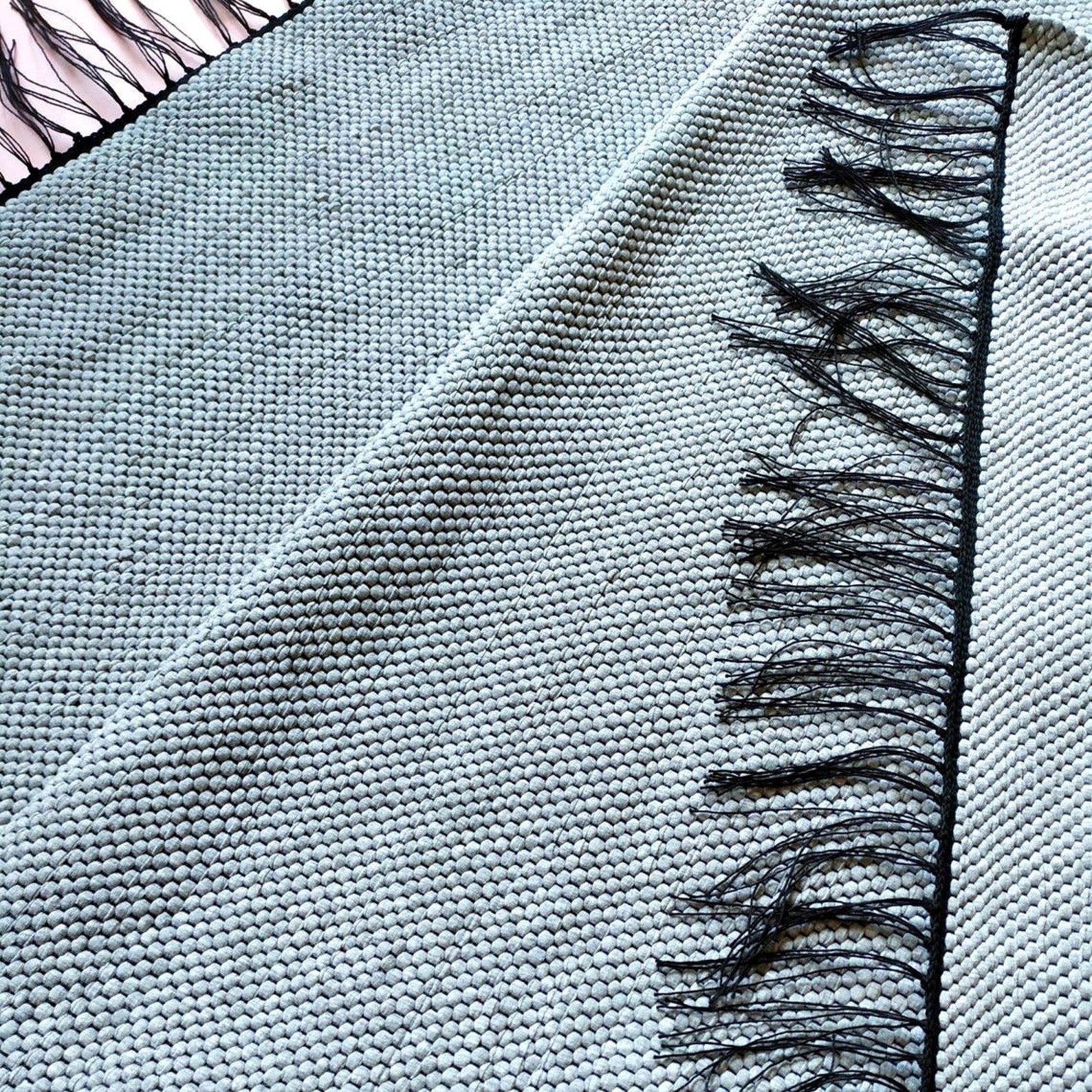 Light Grey Kitchen Runner Rug Hand Woven Rag Rug Small Area Etsy