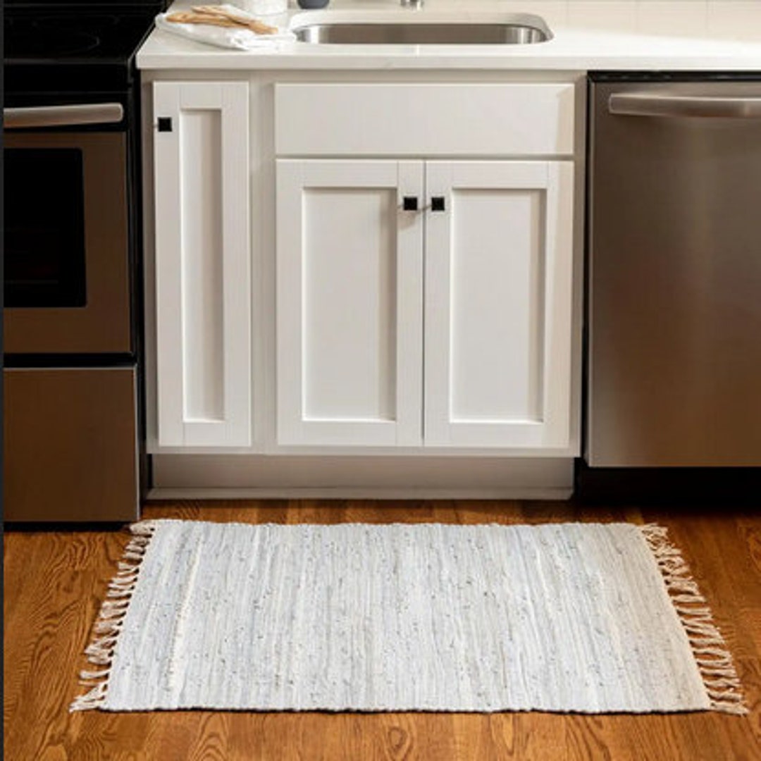 Modern Kitchen Runner Rug Grey Area Rug Woven Rag Rug Etsy