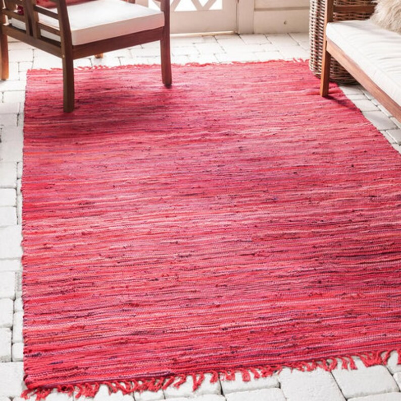 Red runner rug Hand woven rag rug Hallway runner Small area Etsy