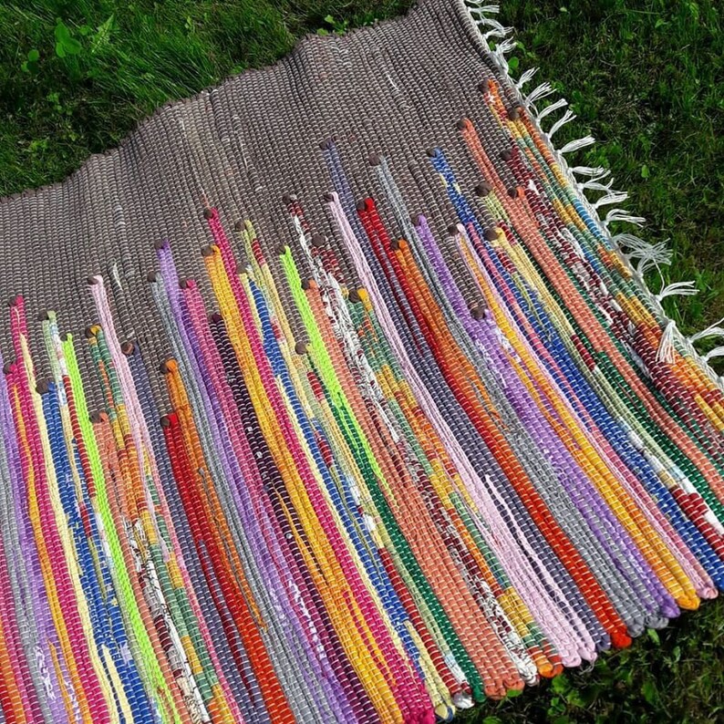 Long hallway rug runner Cotton rag rug Small gray area rug Etsy