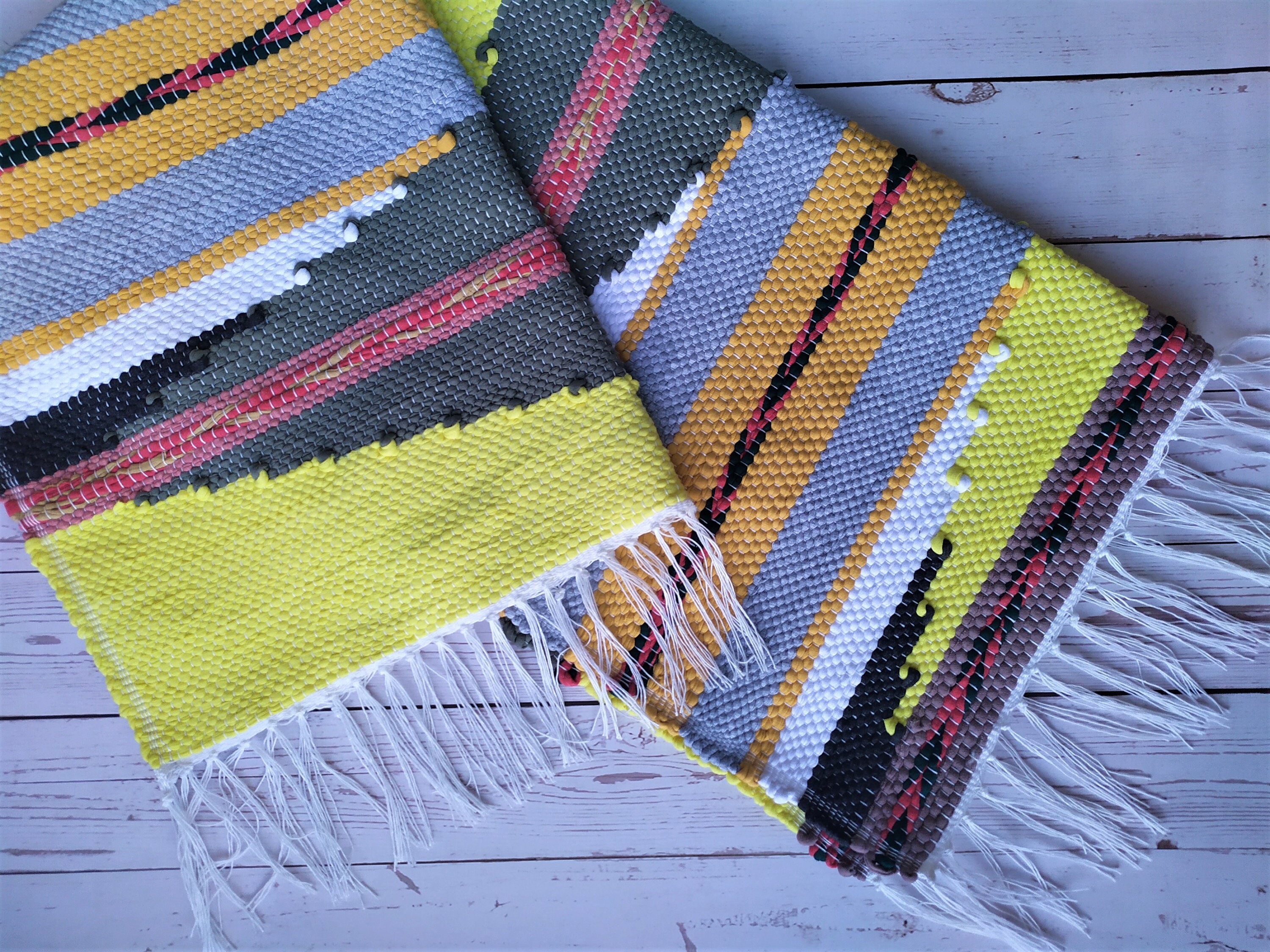 Handwoven cotton runner Washable kitchen rug Modern small Etsy