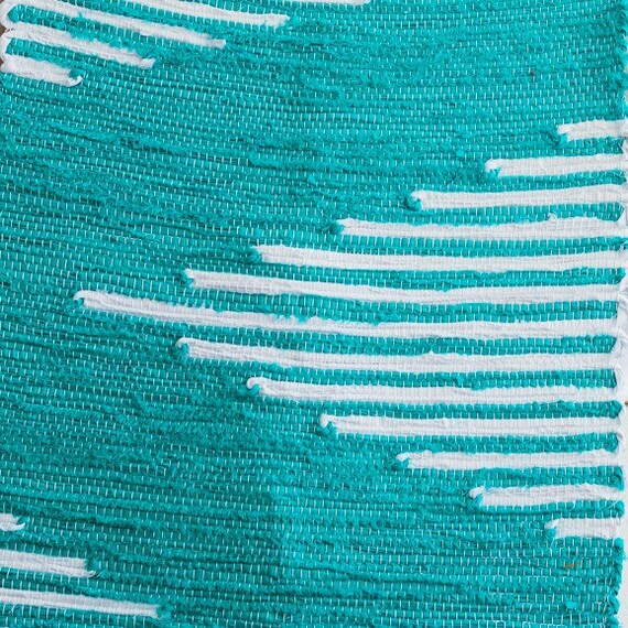 Bathroom rug runner Blue rag rug Handmade area rug Nursery Etsy