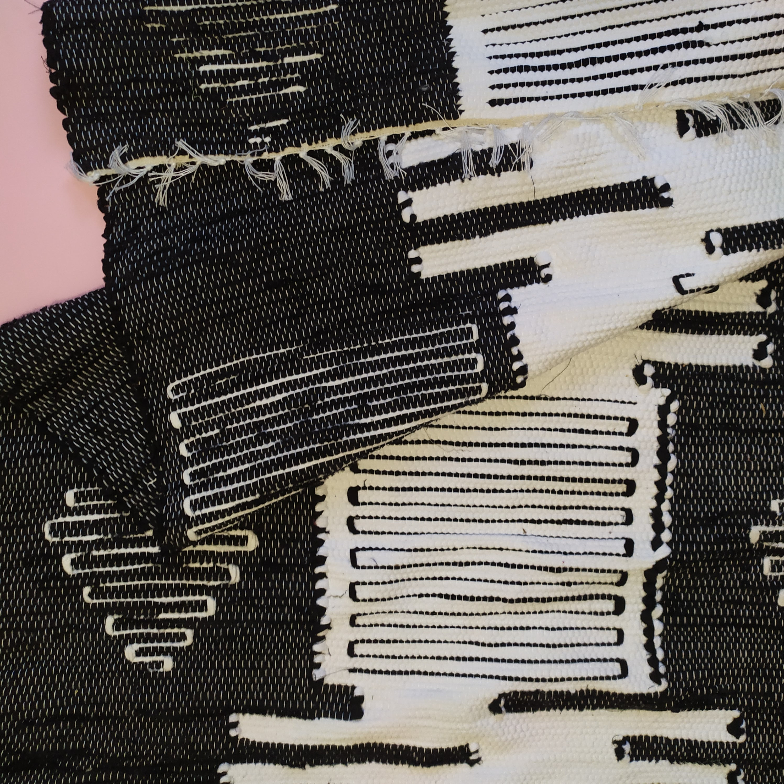 Black white runner rug Geometric area rug Cotton rag rug Etsy