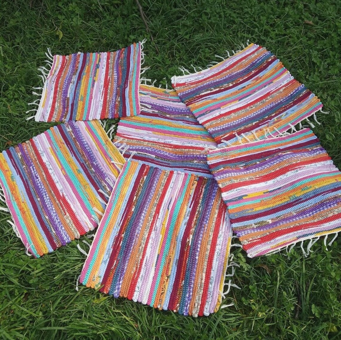 Hand Woven Cotton Chair Pads Outdoor Patio Decor Bench Etsy